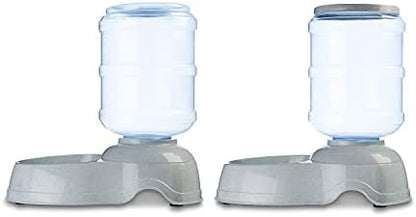 Amazon Basics Large Capacity Automatic Pet Water Dispenser and Gravity Feeder Set, Easy to Clean, 456.6fl.oz Food, 382.1fl.oz Water, Pack of 2