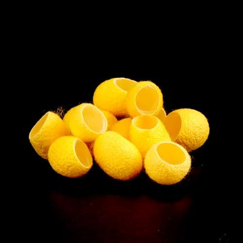 DQITJ 10 Pcs Silk Cocoons with Magnet Nest for Jumping Spider Silk Cocoon Spider Hide Jumping Spider Enclosure Accessories (Yellow)