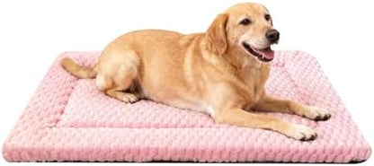 Dog Bed Mat, Reversible Dog Crate Pad - Washable Kennel Mat with Soft Support Foam, Flat Kennel Pad for Dogs & Cats, Double Pet Bed Perfect for Cage (Pink, 35" L x 23" W x 0.8" Th)