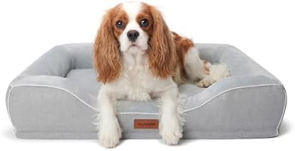 Orthopedic Dog Bed with Cooling Gel Foam & Washable Cover,Grey 28 Inch