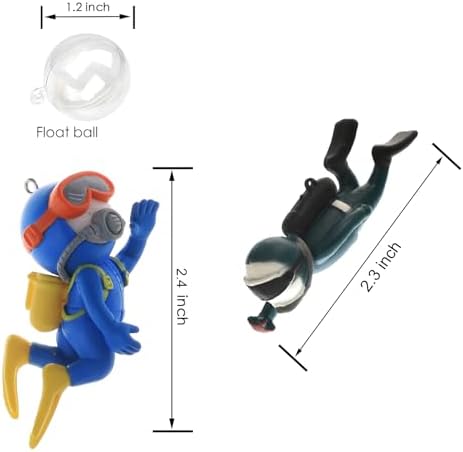 2-Pack Floating Little Diver, Aquarium Decorations for Fish Tanks