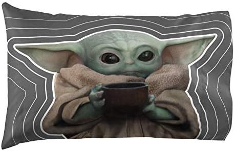 Star Wars Mandalorian Baby Yoda Grogu Kids Pillowcase, Gray