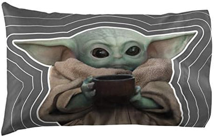 Star Wars Mandalorian Baby Yoda Grogu Kids Pillowcase, Gray