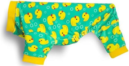 Paiaite Dog Pajamas Onesie: Comfortable Four-Legged Apparel for Small, Medium, & Large Dogs, Polyester Material for Comfort, Wrinkle Resistance, Moisture Wicking, and Stretchiness Yellow Duck M