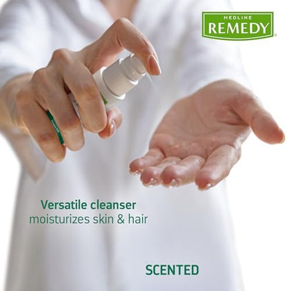 Medline Remedy Essentials Spray Cleanser (4 fl oz Spray), 1 Count, Scented, Full Body Cleanser & Shampoo, Sulfate Free, Gentle Body Wash, For Men & Women, Incontinence Cleaning, Bedside Cleansing