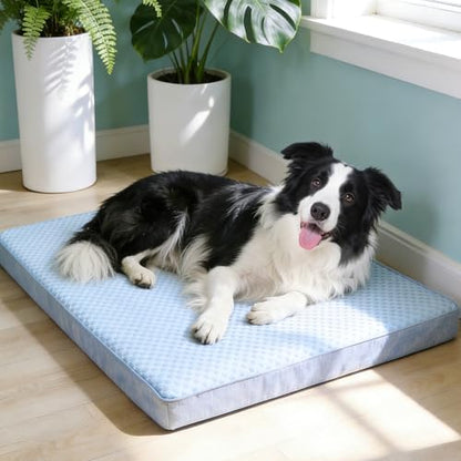 Cooling Dog Bed for Large Dogs, Orthopedic Memory Foam Pet Bed for Crate with Removable Washable Cover,Ideal for Arthritic Dogs (Cooling Fabric, Large-35"x 22" x 3")