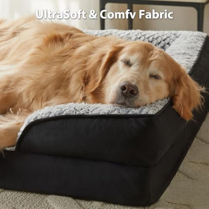 LEXTRO Orthopedic Dog Beds for Large Dogs, Comfy Washable Dog Couch Bed