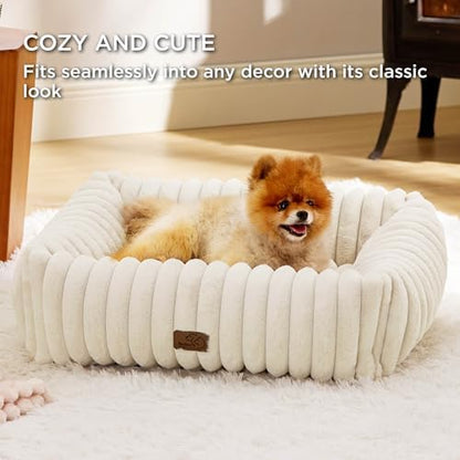 Bedsure ComfyFleece™ Cute Dog Beds Large Sized Dog Washable，40in Cream