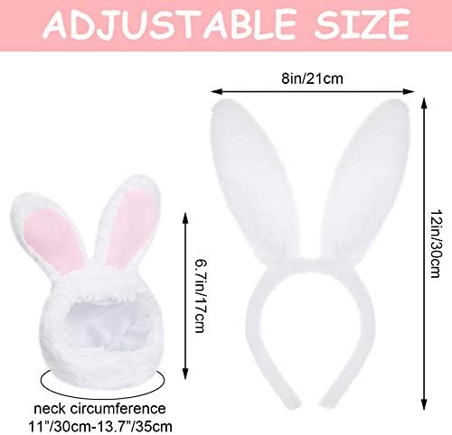 Weewooday 3 Set Dog Bunny Ears Easter Costume, Dog Headband Cat Rabbit Ear Hat Cute Pet Bow Collar Puppy Tail for Pet Easter Party Costume Accessories Supplies(Vivid)