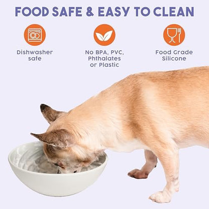 Wobbowl - Silicone Dog Freezer Bowl - Slow Feeder Bowl & Lick Mat (Almond)