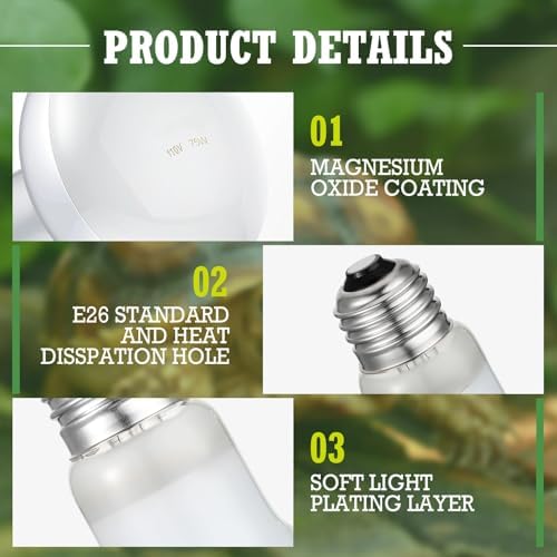 Tarpop 8 Pcs 75w Reptile Heat Lamp Bulbs, Uva Basking Bulbs, E26 Base