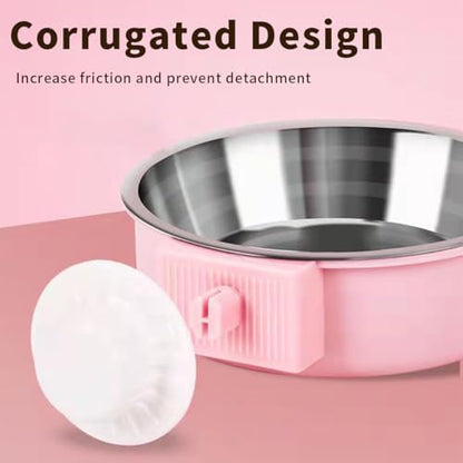 2Pcs Pets Lightweight Stainless Steel Bowl,Removable Stainless Steel Pet Hanging Food Water Feeder Bowl for Puppy Dog Cat Rabbit Ferret Bird Gunea Pigs (Blue-Medium)