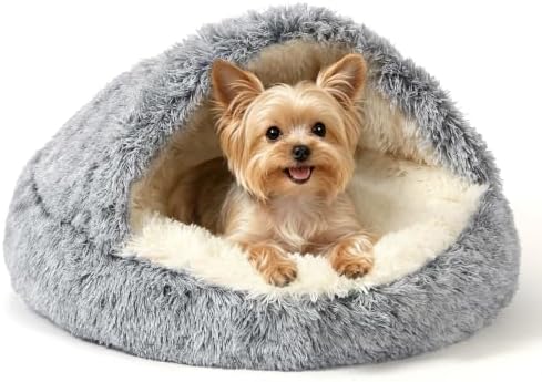 NOYAL Hooded Donut Bed, Calming Cave for Cats & Small Dogs
