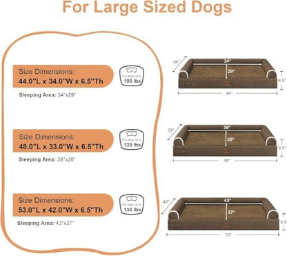 NANUYA Orthopedic Dog Bed for XX-Large Dogs, 44 x 34 Inch, Dark Coffee