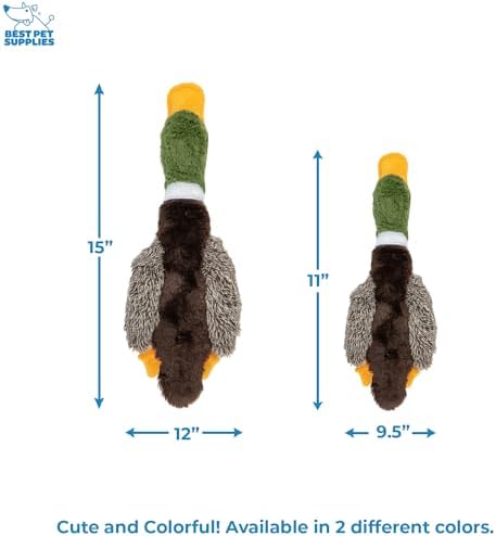 Best Pet Supplies Interactive Squeaky Dog Chew Toy, Ideal Dog Toys for Chewers, Small, Medium & Large Dogs, and Fetch Lovers - Mallard Duck (Gray, Gray, Brown), Small