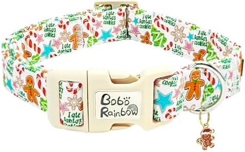 Dog Collars, Christmas Pet Collar Holiday Dog Collar Gingerbread Man Print Pet Collar Durable Collar Cute Dog Collar Boy Girl Dog Collars Adjustable Dog Collar for X-Small Dogs