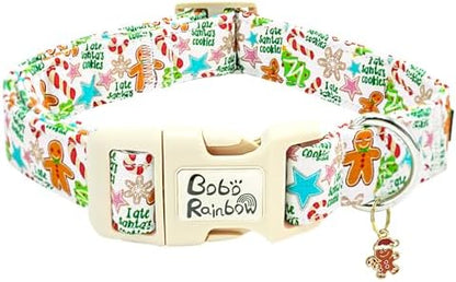 Dog Collars, Christmas Pet Collar Holiday Dog Collar Gingerbread Man Print Pet Collar Durable Collar Cute Dog Collar Boy Girl Dog Collars Adjustable Dog Collar for X-Small Dogs
