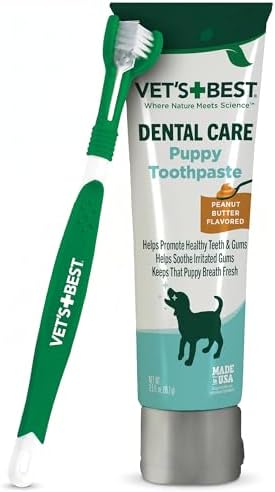 Vet's Best Puppy Toothpaste & Toothbrush Kit, Peanut Butter, Dogs, 3.5 oz