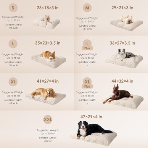 EHEYCIGA Washable Large Dog Bed for Crate, 36x27 Inch Pet Bed, Beige