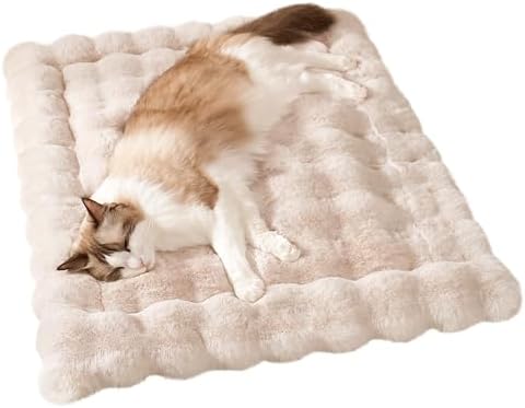 SOMAHE Soft Plush Cat Bed Mat, Machine Washable, Small 23x15 Milky White