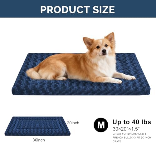 Dog Beds Crate Pad, Dog Bed Mat for Medium Dogs Sleeping, Soft, Durable, Washable & Anti-Slip Crate Pads, Reversible Kennel Mat Cat Bed M(30 * 20 * 1.5")