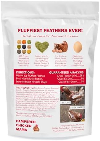 Pampered Chicken Mama Molting Supplement for Chickens: Fluffiest Feathers Ever Backyard Chicken Feed and Supplies for Hens (2 pounds)
