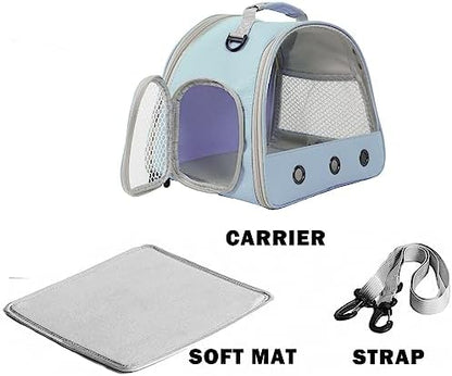 Guinea Pig Carrier Backpack, Clear Bubble Window Backpack for Guinea Pig, Bunny Rat Bird (Blue, Carrier)