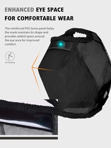 Harrison Howard Reinforced Horse Fly Mask with Mirror PVC Brow Support, Enhanced Eye Space, UV Protection Black XL