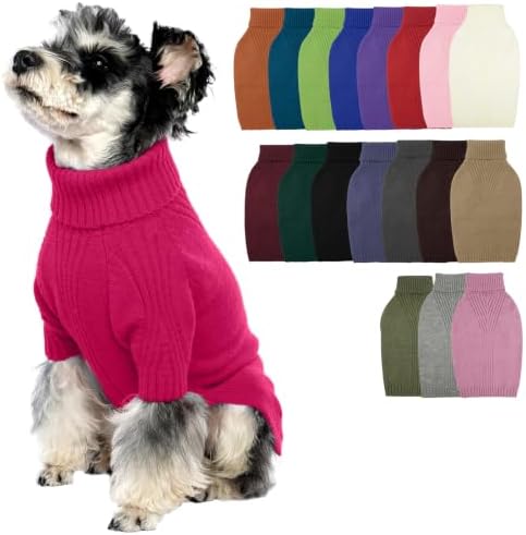 Turtleneck Dog Sweater,Thermal Knitted Sweater for Small Dogs Girl Boy, M