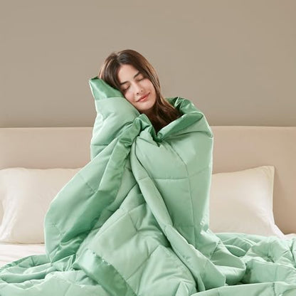 Madison Park Down Alternative Queen Blanket for Bed, Satin Trim, Seafoam