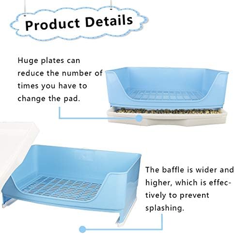 PINVNBY Large Rabbit Litter Box with Drawer,Potty Corner Bunny Toilet Box,Bigger Guinea Pig Litter Pan for Chinchilla Ferret Hedgehog Small Animals(Blue)