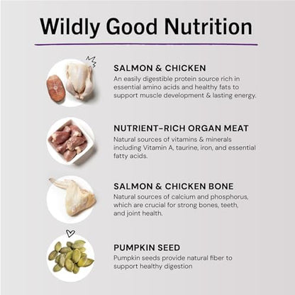 Stella & Chewy's Freeze-Dried Raw Cat & Kitten Food Topper - Magical Dinner Dust - Premium Wild-Caught Salmon & Cage-Free Chicken - Grain-Free, Protein-Rich - Perfect for Picky Eaters - 7 oz