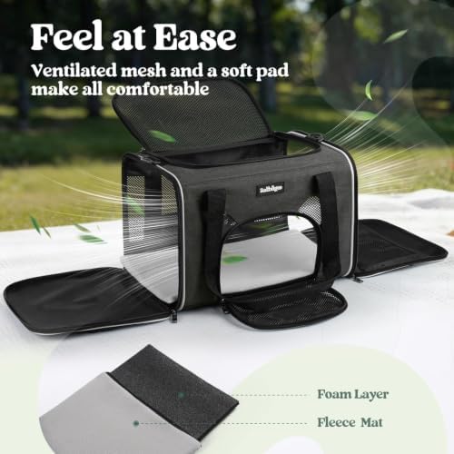 rabbitgoo Cat Carrier Soft with Safety Buckles, Sturdy Comfortable Pet Bag