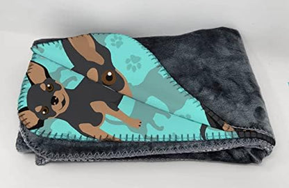 Caroline's Treasures MLM1067TBLT Black and Tan Chihuahua Soft Travel Blanket with Bag Airplane Blanket, Indoor Outdoor Camping Blanket for Traveling, Picnics, Beach Trips, Concerts