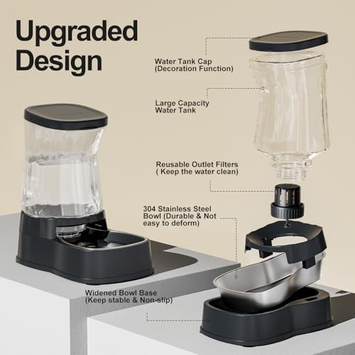 Automatic Dog Water Dispenser, Stainless Steel Bowls Feeder, 100% BPA-Free