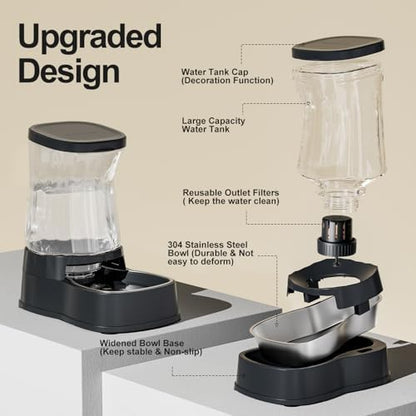 Automatic Dog Water Dispenser, Stainless Steel Bowls Feeder, 100% BPA-Free
