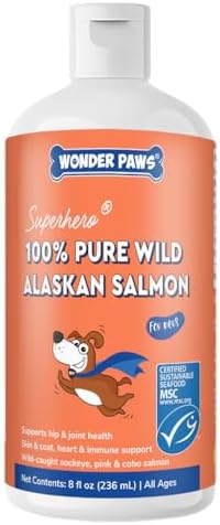 Premium Wild Alaskan Salmon Oil for Dogs – MSC Certified Wild Alaskan Fish Oil for Skin & Coat, Hip & Joints, Allergies & Itchy Skin- Omega 3 Fish Oil for Dogs with Sockeye Salmon Oil (8oz)