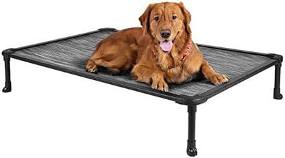 Veehoo Chew Proof Elevated Dog Bed - Cooling Raised Pet Cot - Rustless Aluminum Frame and Durable Textilene Mesh, Unique Designed No-Slip Feet for Indoor or Outdoor Use, Black Silver, X Large