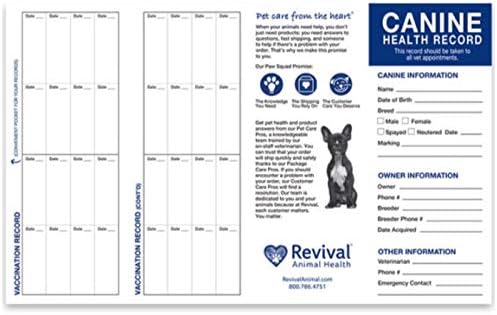 Revival Animal Health, Dog Health Record Booklets, Track Vaccinations, Exams, Deworming & Treatments – Veterinary Record Keeper, Customizable & Compact Format for Pet Owners, Shelters & Vets, 25 Pack