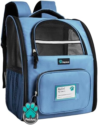PetAmi Dog Backpack Carrier Airline Approved Cat Pet Puppy Bag, Light Blue
