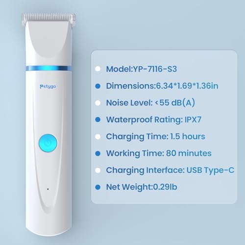 3-in-1 Dog & Cat Grooming Kit - Rechargeable Cordless Pet Hair Clippers with Nail Grinder & Paw Trimmer & 5 Guide Combs, Low Noise Dog Clippers for Grooming Small Medium Pets