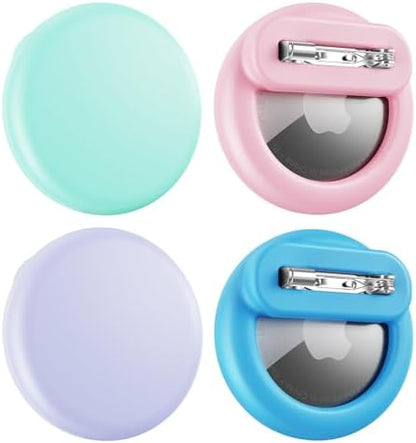 Compatible for Air Tags-4 Pack Apple Kids Hidden, for Air Tag Holder Kid,for AirTag Hidden Kids Holder with Invisible Pin, Anti Lost, for Kid, Luggage, Clothing (Pink Purple Sky Blue Mint Green)