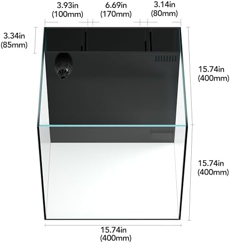 LANDEN EzFlux 40 Rimless 16 Gallon Rear Filtration Tank, Pump Included