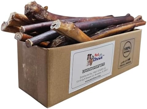 12" Jumbo Bully Sticks (15 Pack) - 72g - 2.4 Oz Average per Stick (Total 2.5 Lb) - 100% Natural Grass-Fed Beef Pizzle, Odor-Free - Long Lasting Chews for Large Dogs & Power Chewers.