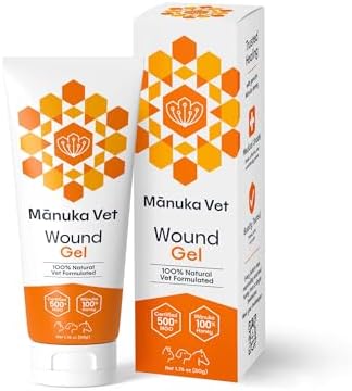 Manuka Vet Skin & Wound Gel, 500+ MGO Medical Grade Manuka Honey, Rapid Healing & Skin Repair Treatment for Dogs, Horses and Cats, 1.76oz (50g) Tube