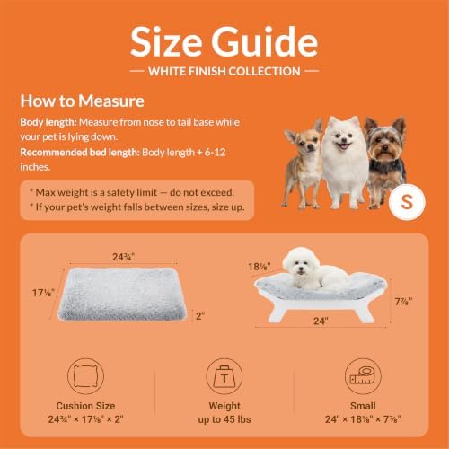 Muihood Elevated Wood Dog Bed Frame with Foam Mattress, Whitecolor, S