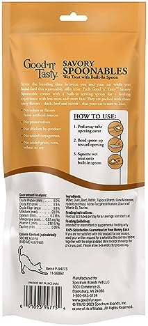 Good ‘n’ Tasty Savory Spoonables with Real Duck, Beef & Rabbit, 6 Count Tube, Triple Flavor Squeezable Lickable Wet Treats for Cats with Built-in Spoon for Less Mess (Pack of 2)