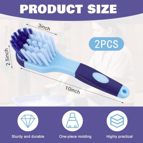 2 Pack 10" Horse Bucket Brush, Horse Bucket and Trough Scrub Brush, Water Buckets Brushes for Livestock Farm Equine Water Buckets Feed Trough Non Slip Grip Durable Synthetic Fiber (Blue)