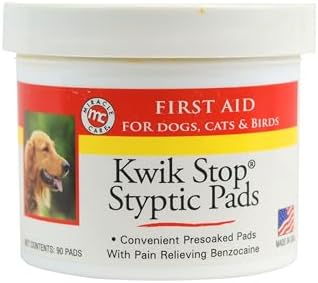 Miracle Care Kwik Stop Styptic Pads for Dogs, Cats, and Birds, 90 Wipes