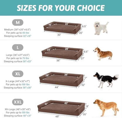 COZY KISS Orthopedic Dog Bed for Extra Large Dogs, U Shaped XL 44x32 inch